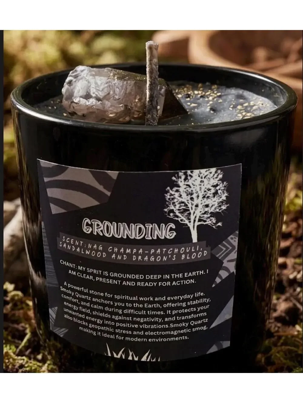 Grounding Candle, Smoky Quartz Candle, Reiki Infused Candle